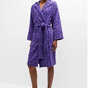 Versace Purple women’s Hooded Crystal Embellished Logo Robe